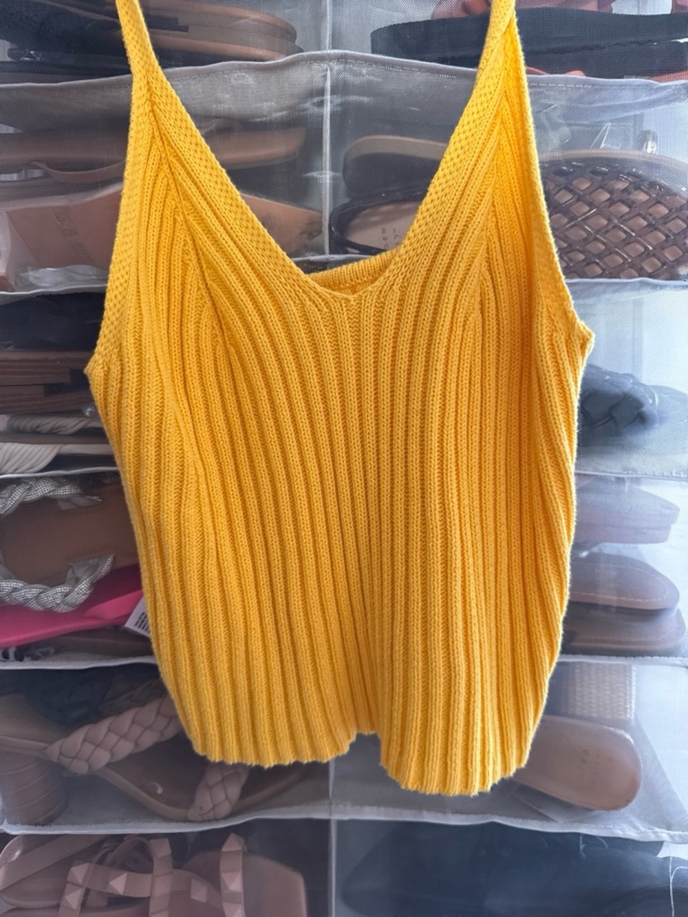 a new day Yellow Ribbed Knit Camisole Tank